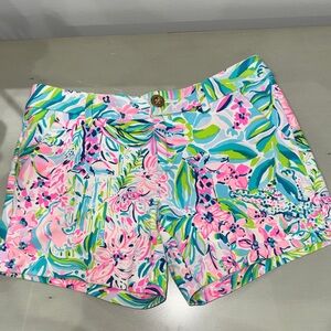 Lilly Pulitzer Pink and Green Floral High Waist Shorts